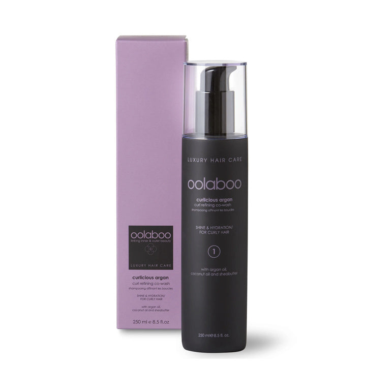 Oolaboo Curlicious Argan Curl Refining Co-Wash 250ml frasco con caja