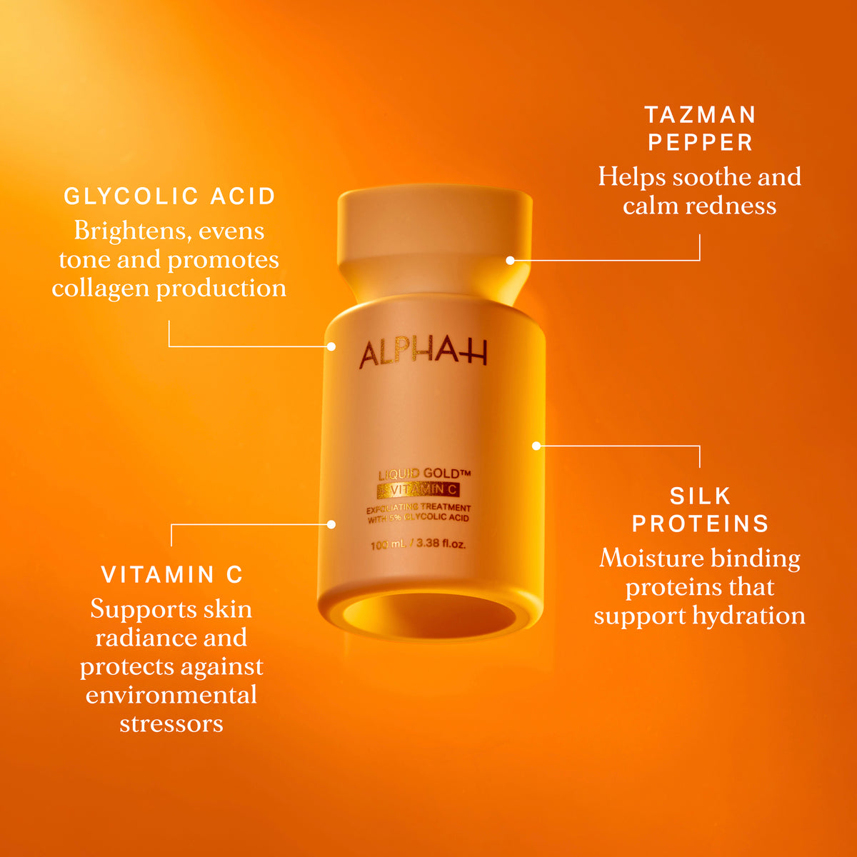 Alpha-H Liquid Gold + Vitamin C Exfoliating Treatment results ingredientes