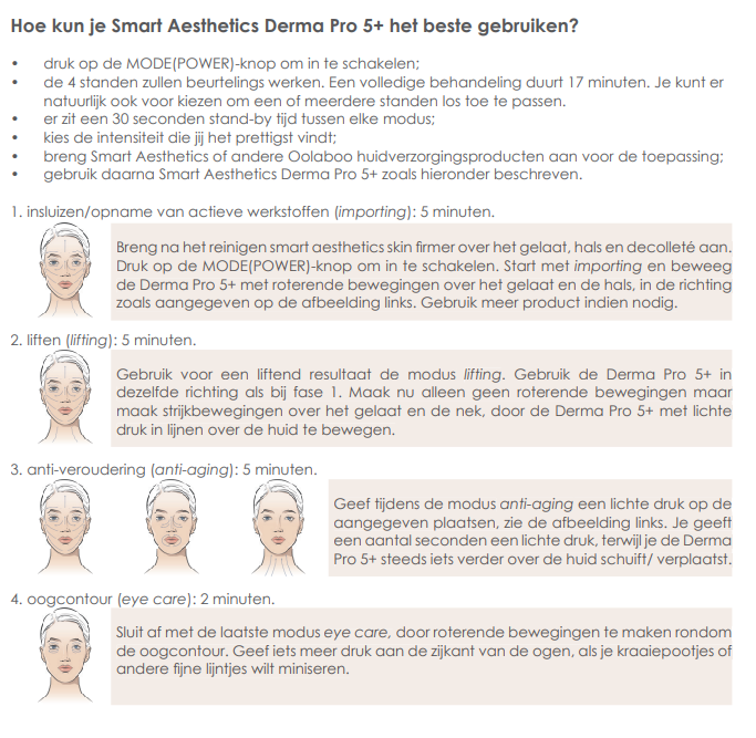 Oolaboo Smart Aesthetics Derma Pro 5+ instrucciones de uso por pasos