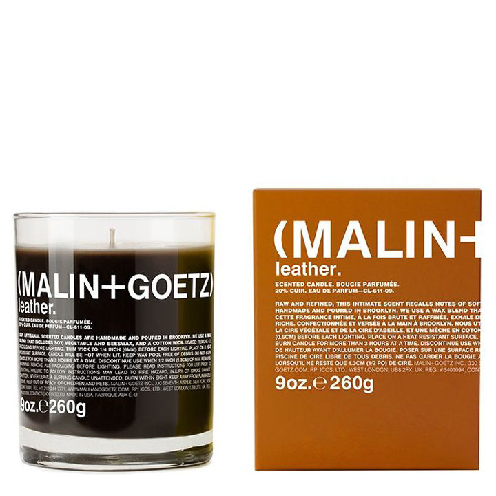 Malin+Goetz leather vela perfumada con caja