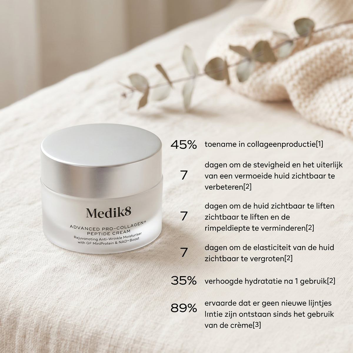 Medik8 Advanced Pro Collagen+ Peptide Cream tarro con resultados clínicos