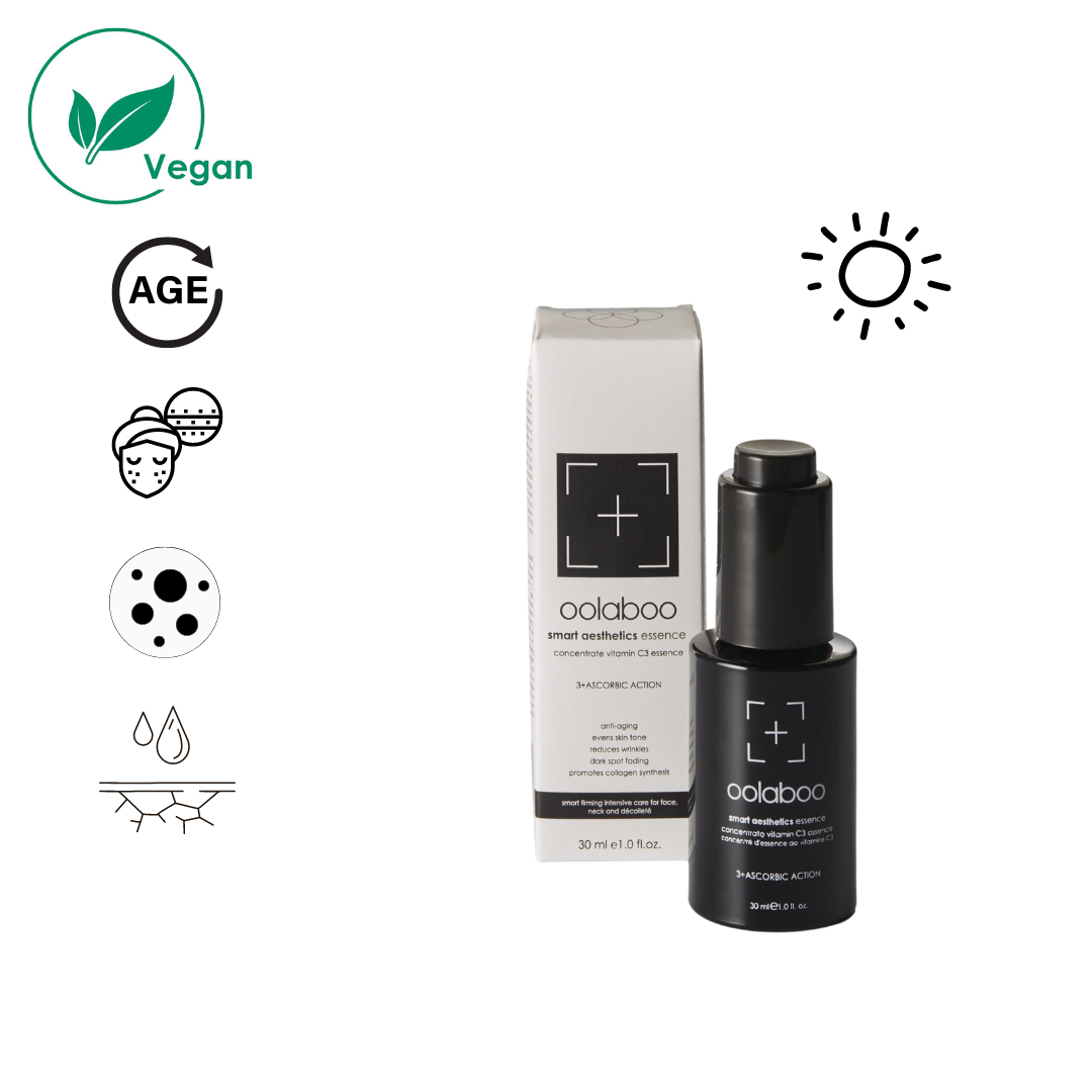 Oolaboo Smart Aesthetics Vitamin C3 Essence 30 ml con iconos vegan y de acción