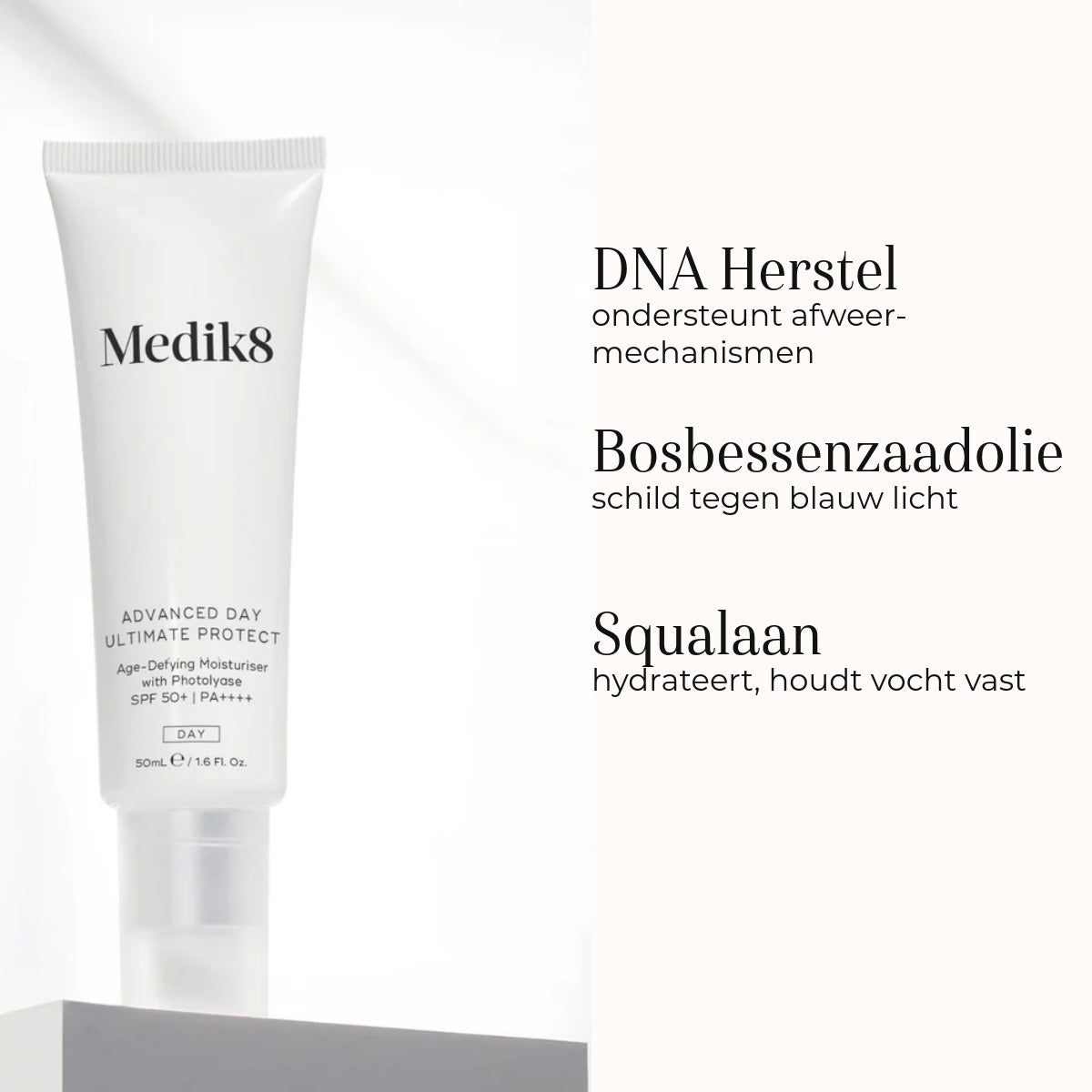 Medik8 Advanced Day Ultimate Protect SPF 50+ ingredientes arándano y escualano