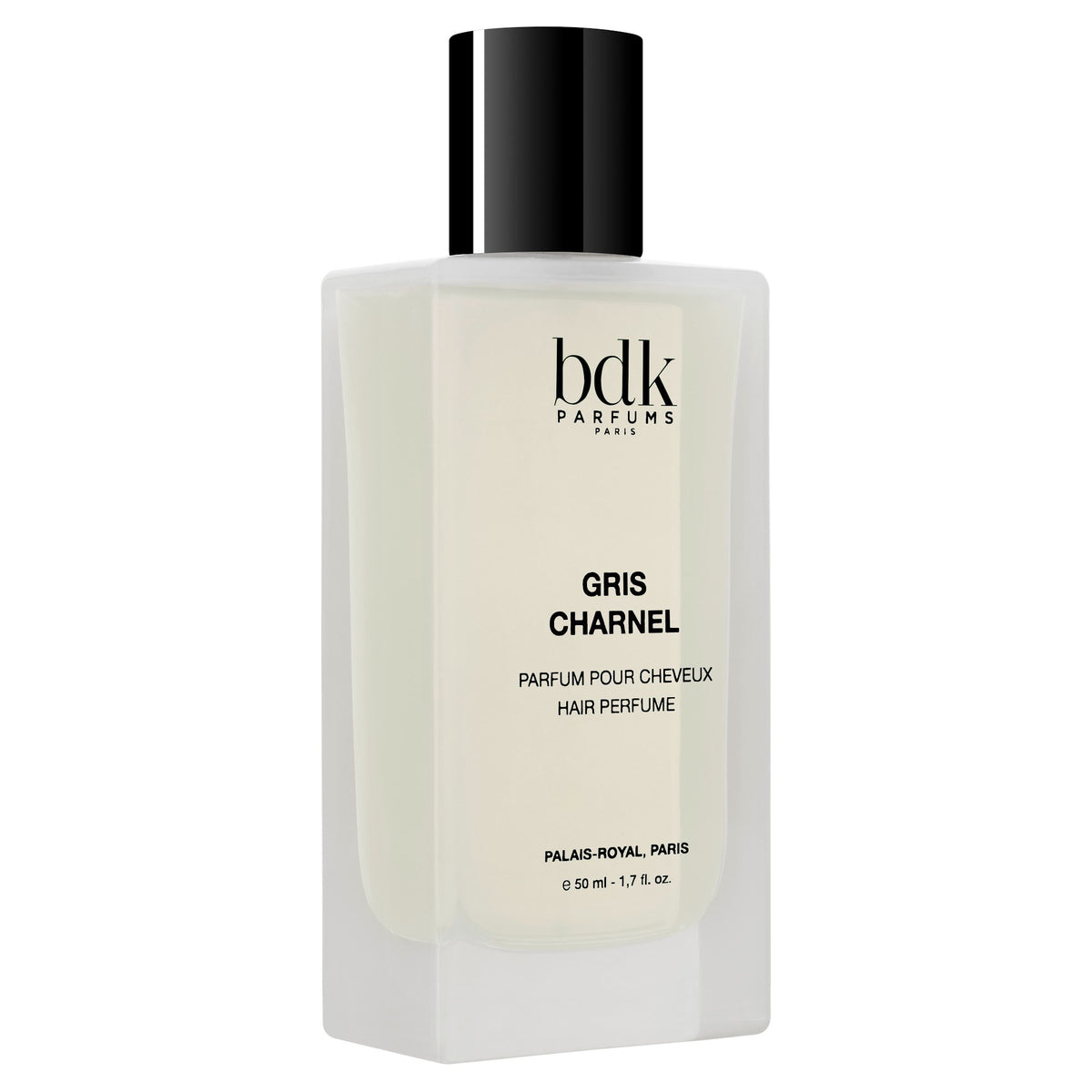 BDK Parfums Hair Perfume Gris Charnel frasco vista frontal en ángulo