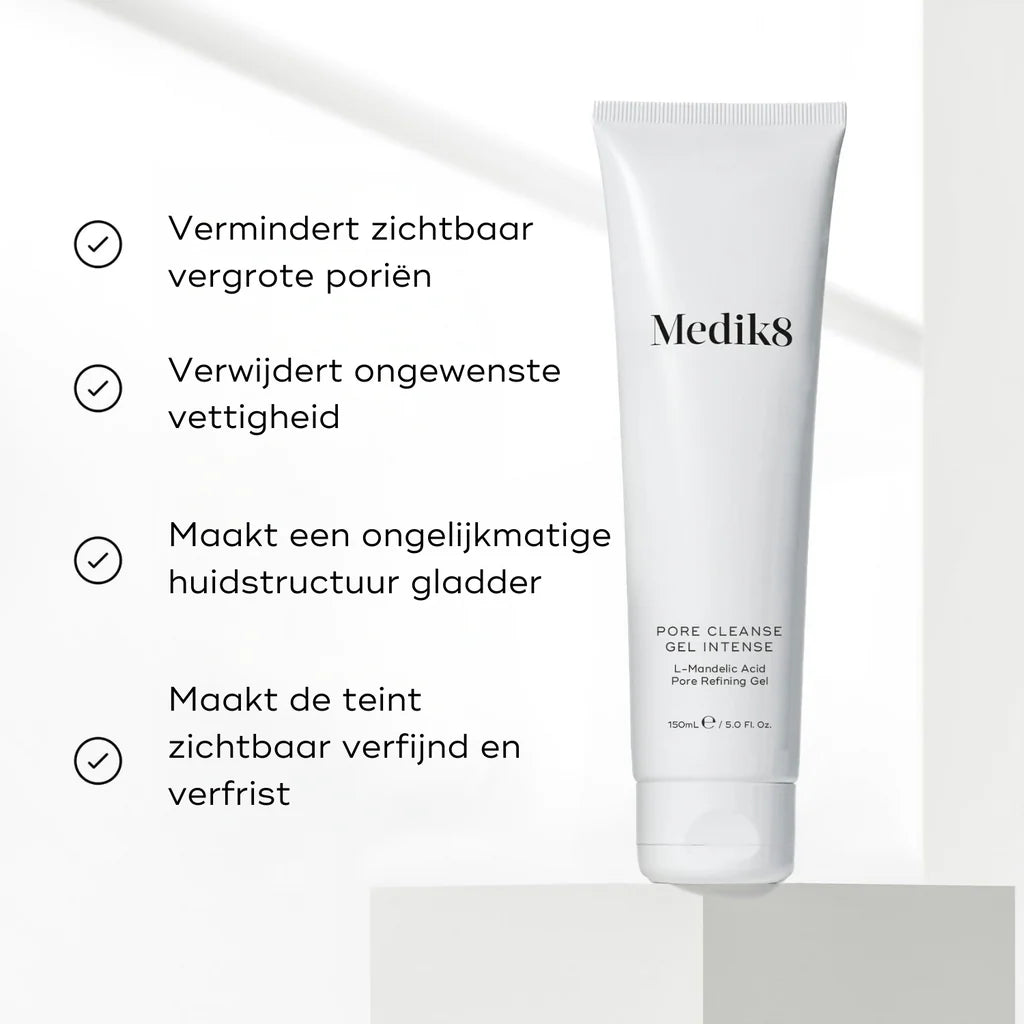 Medik8 Pore Cleanse Gel Intense 150ml tubo con beneficios