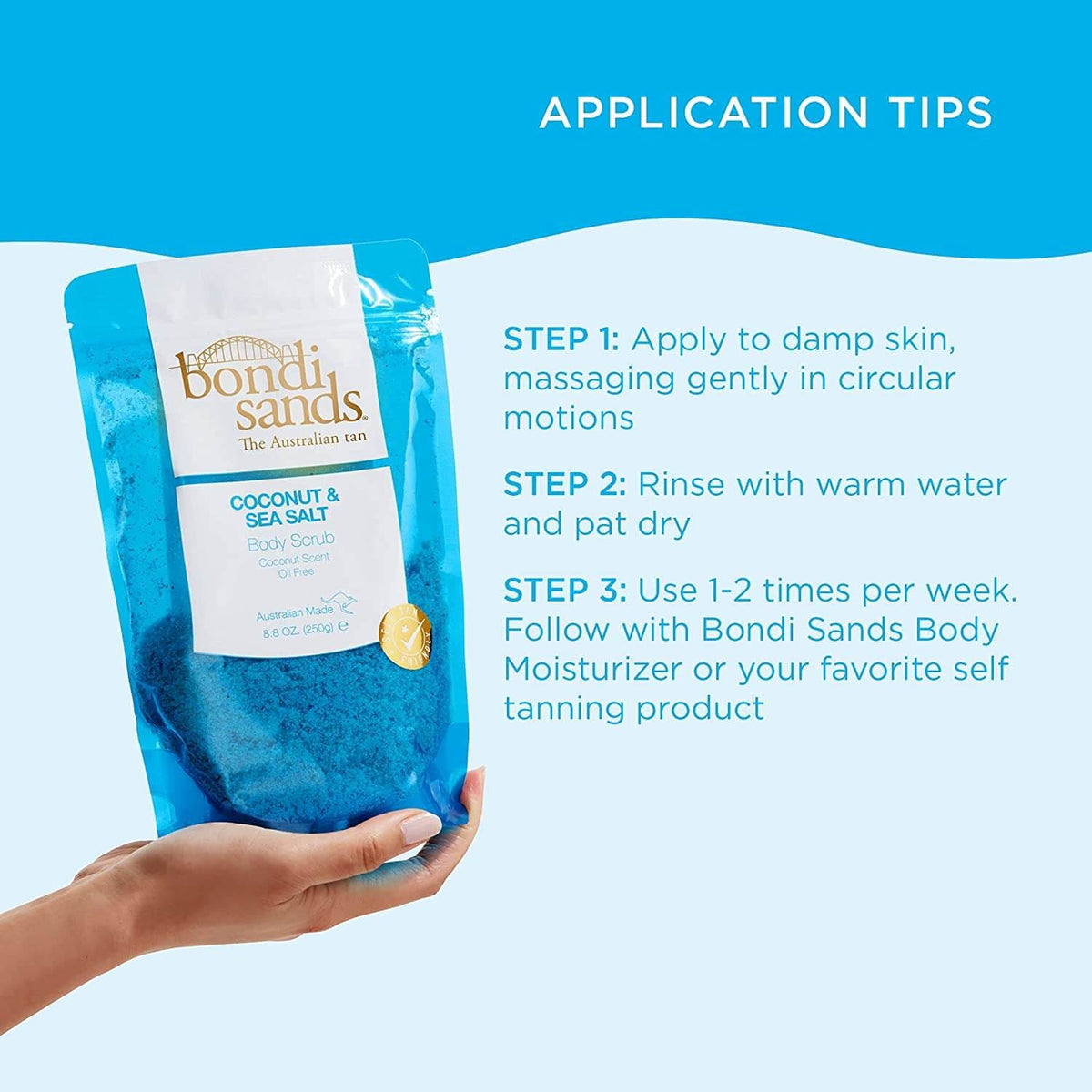 Bondi Sands Body Scrub Coconut & Sea Salt uso