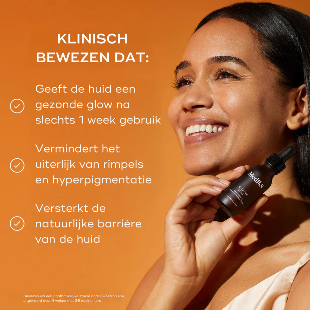 Medik8 C-Tetra Luxe 30ml modelo con resultados clínicamente probados