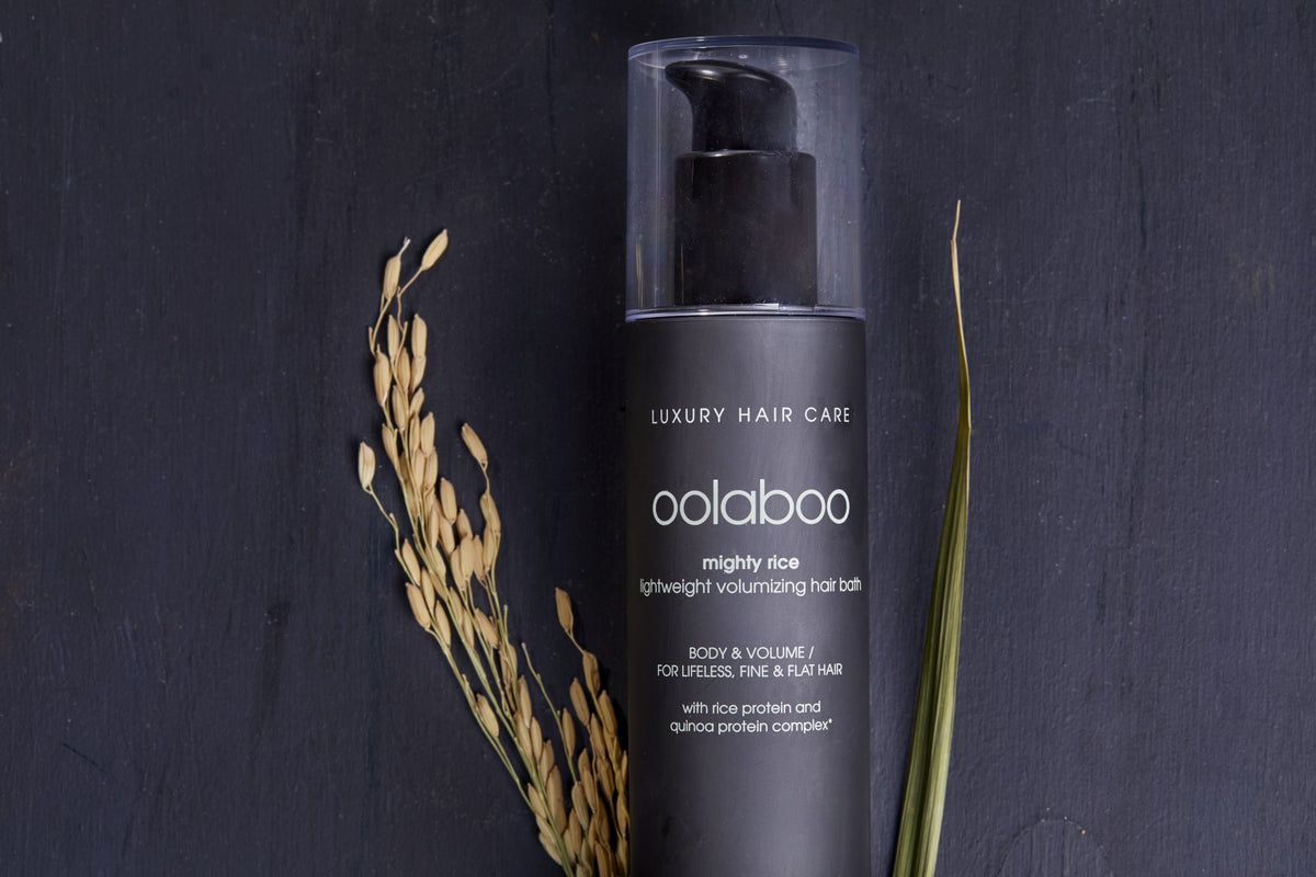 Oolaboo Mighty Rice Volumizing Shampoo con espigas de arroz