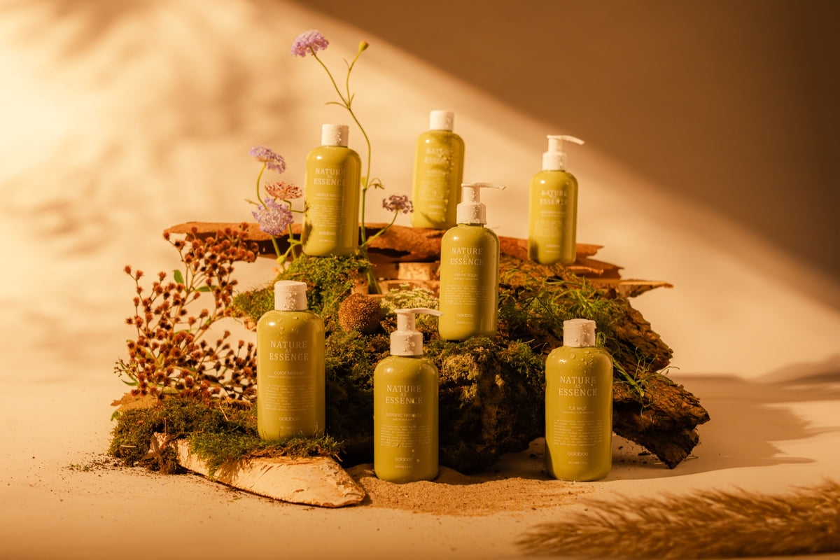 Oolaboo Nature As Essence lijn compleet bij Full Leaf Shampoo op mos
