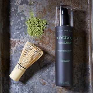 Oolaboo Therapeutic Green Tea Stop Dandruff Shampoo con matcha y batidor