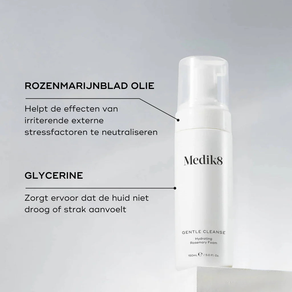 Medik8 Gentle Cleanse ingredientes aceite de hoja de romero y glicerina